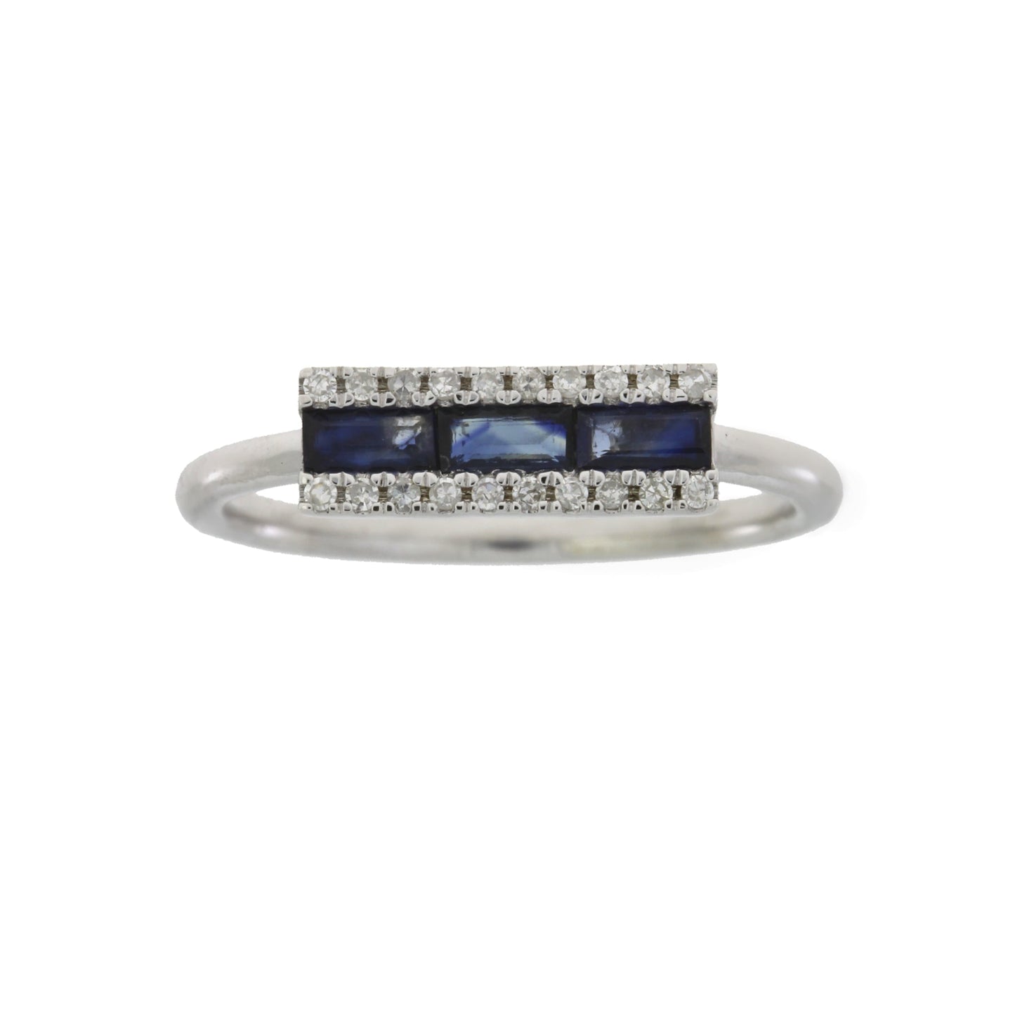 Genuine .63ct Diamond Sapphire Ring in 14KT White Gold