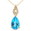 Blue Topaz and Diamond Pendant in 10KT Yellow Gold