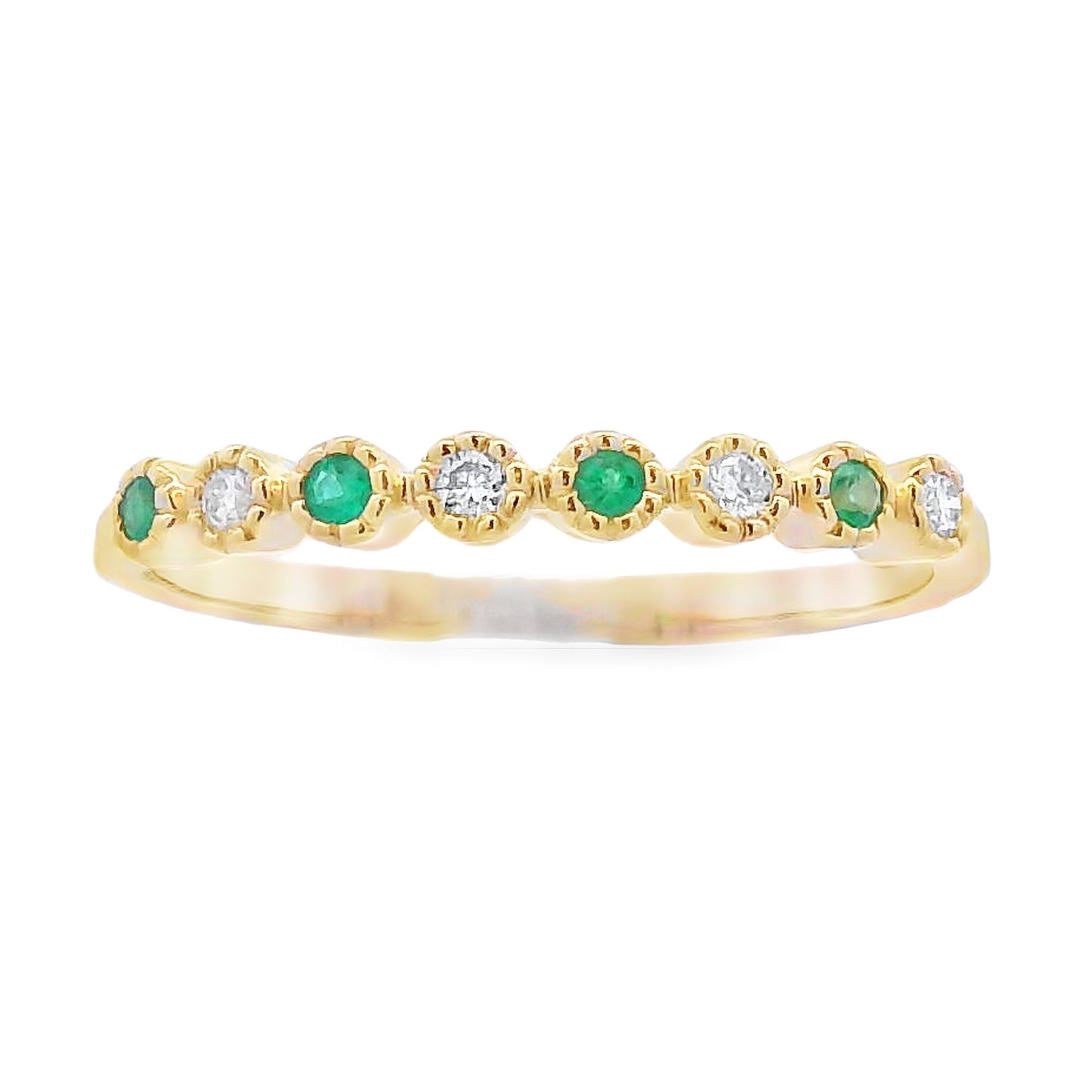 Ensemble de Bagues Empilables en Diamant Émeraude en Or Jaune 14KT