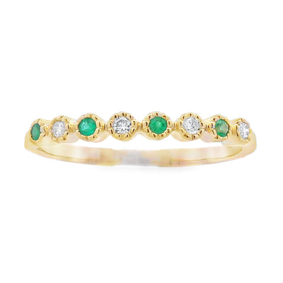Emerald Diamond Stackable Band Set in 14KT Yellow Gold