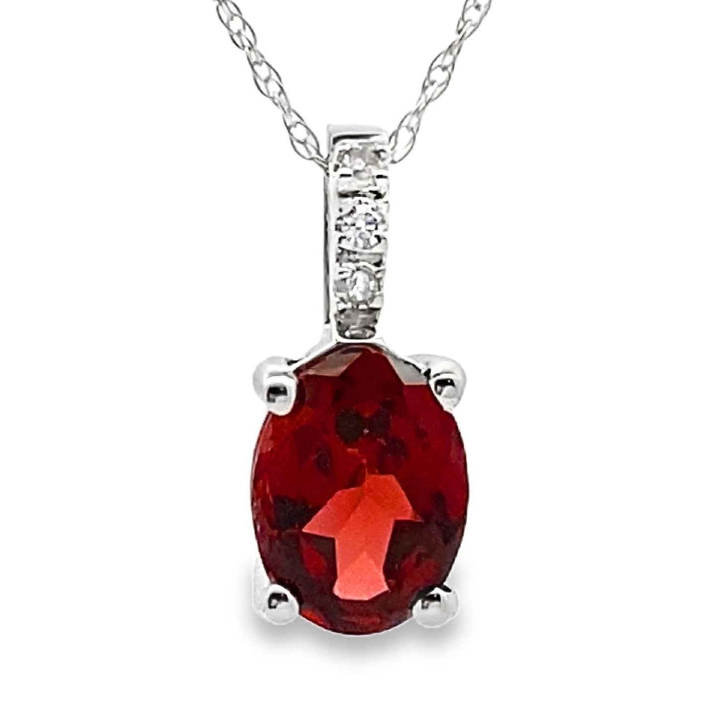 1.42ct Garnet & Diamond Pendant in 10KT White Gold