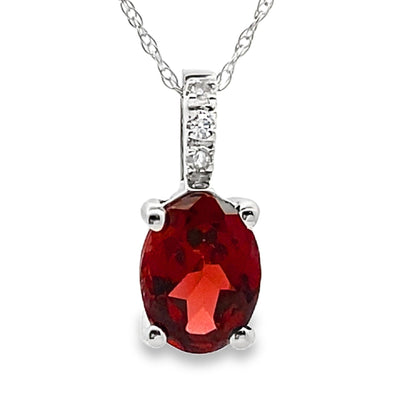 1.42ct Garnet & Diamond Pendant in 10KT White Gold