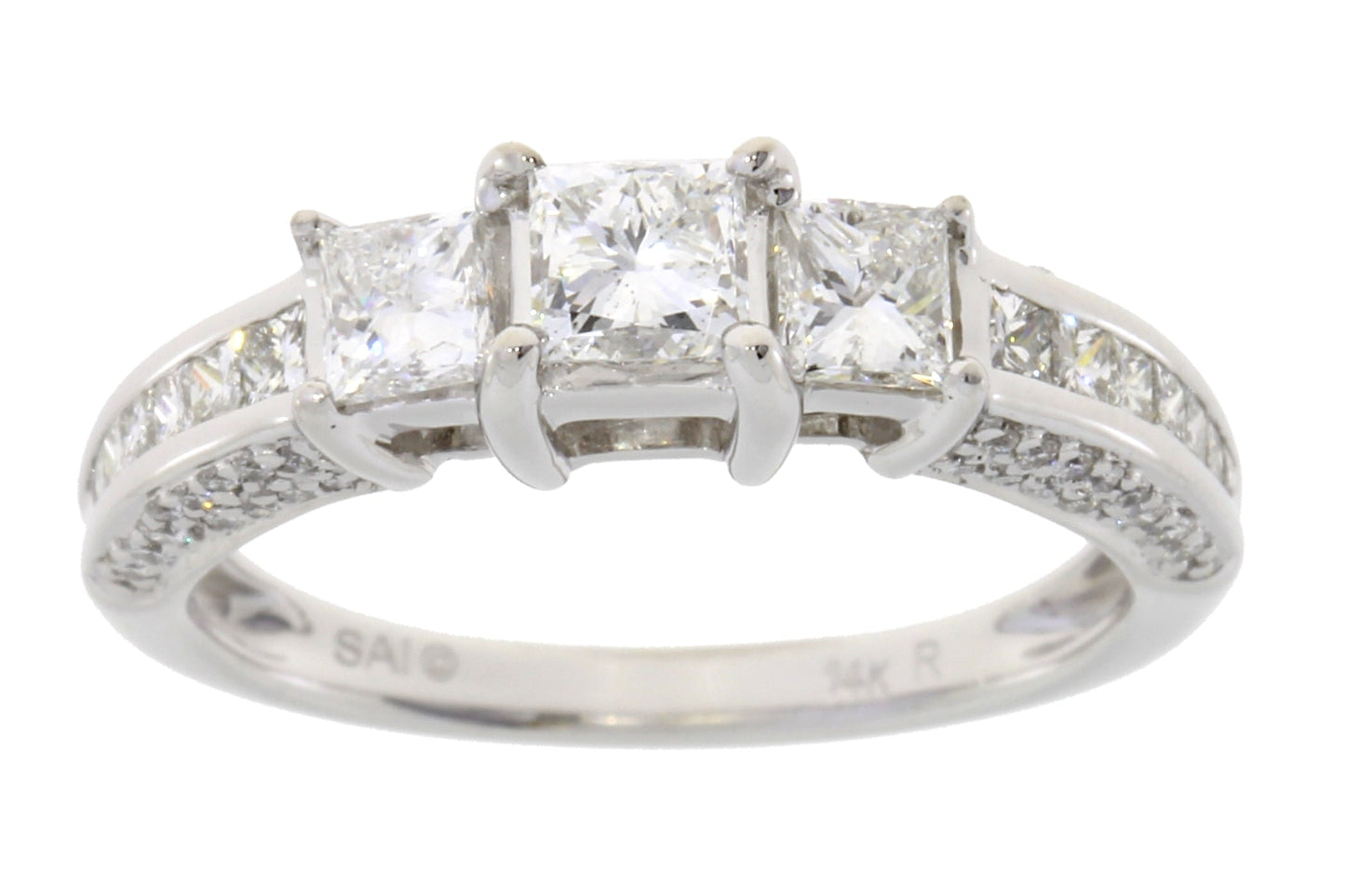 Bague 3 pierres en diamant de 1,50 ct en or blanc 14KT