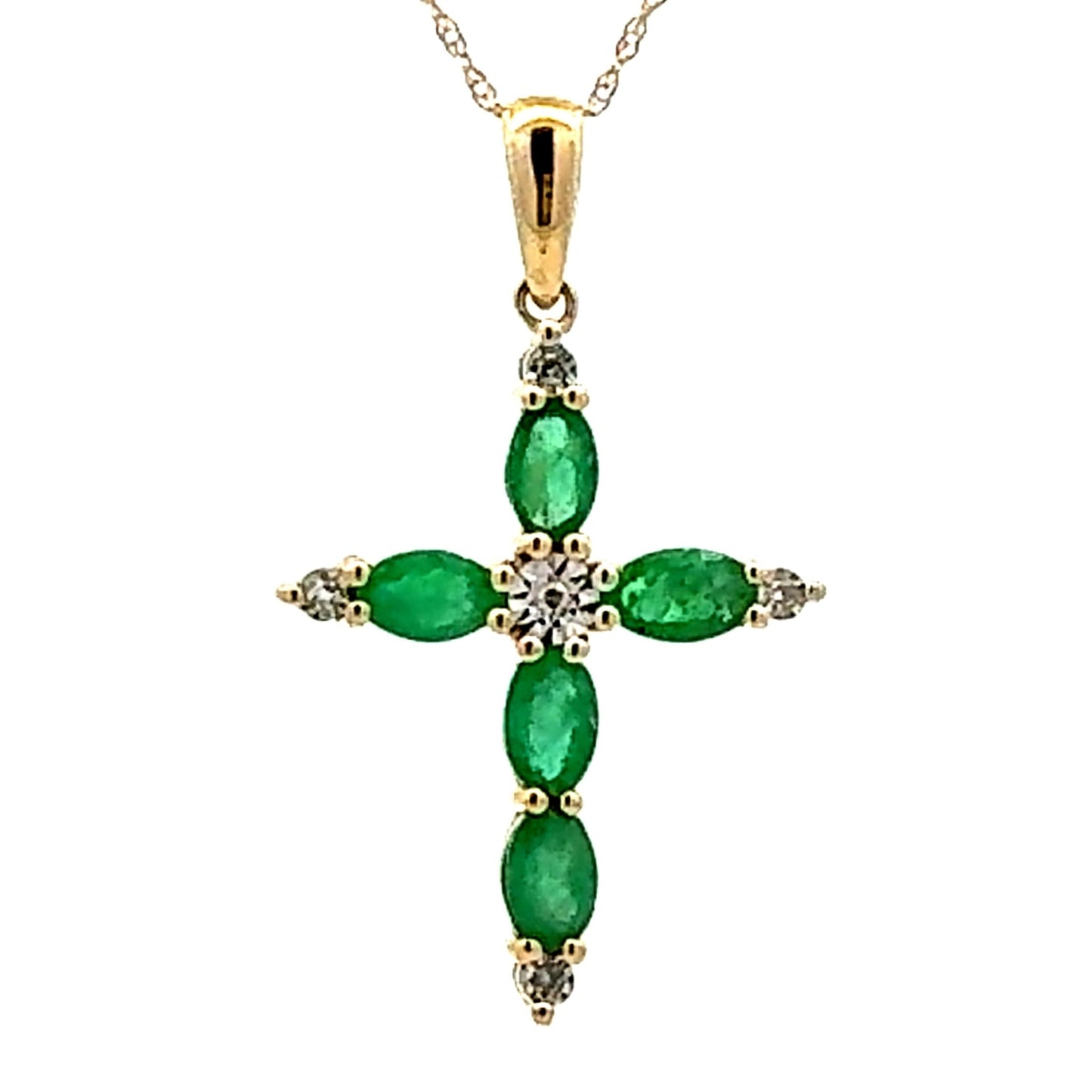 .65ct Emerald Cross Pendant in 10KT Yellow Gold