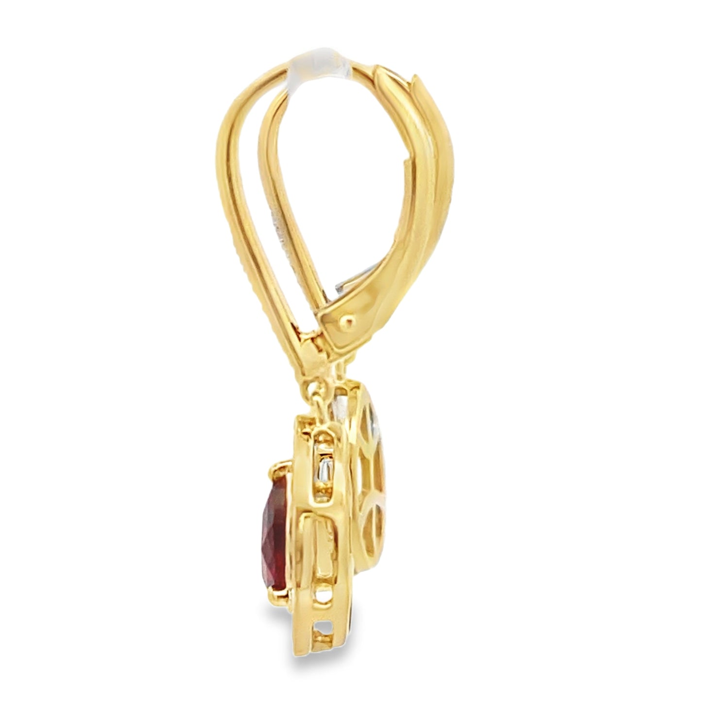 Boucles d'oreilles pendantes en grenat et diamant de 1,05 ct en or jaune 10KT