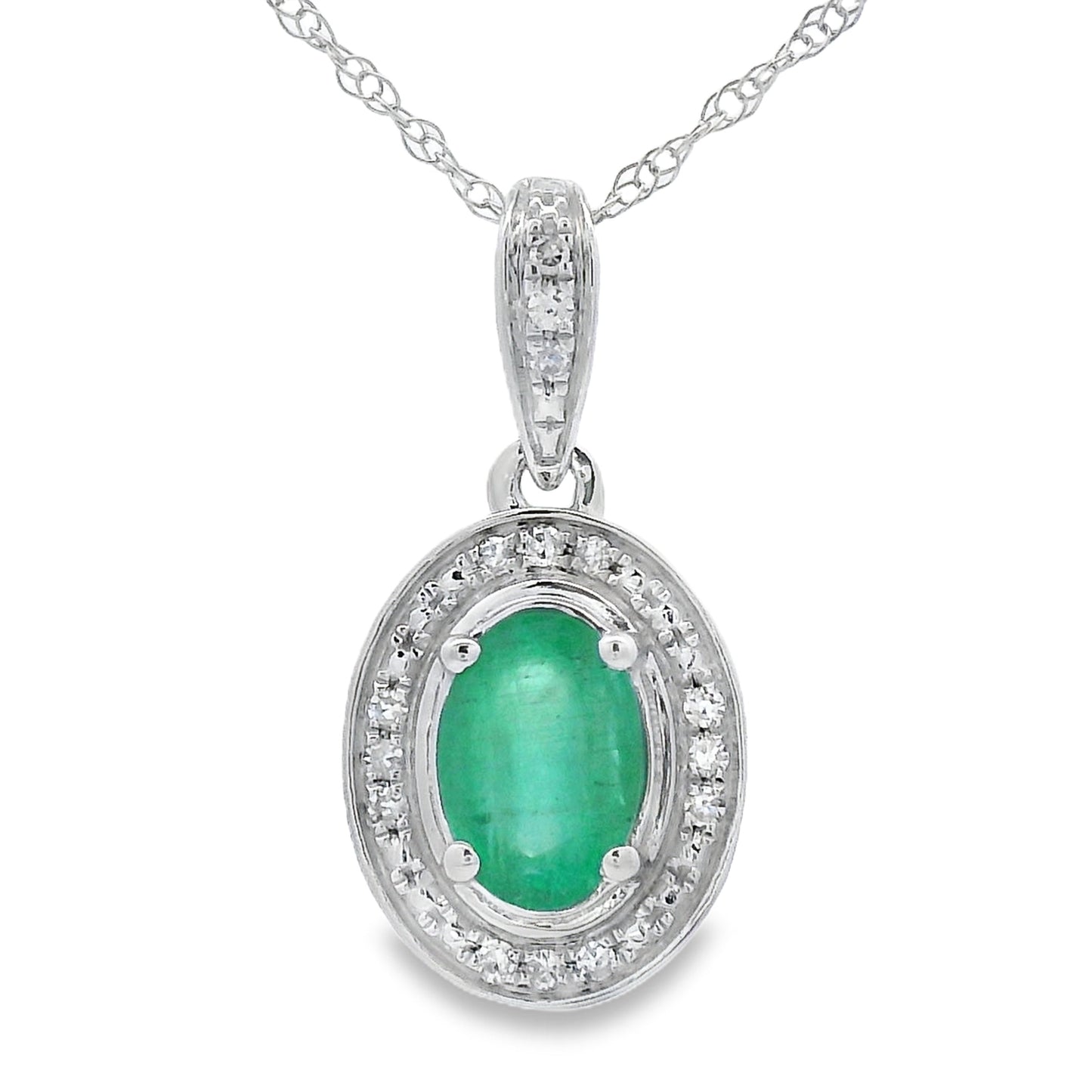 .46ct Emerald and Diamond Pendant in 10KT White Gold