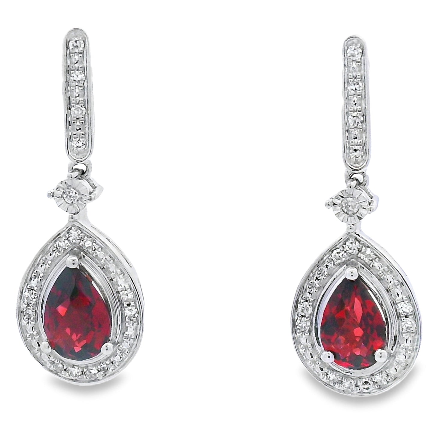1.06ct Garnet and Diamond Dangle Earrings in 10KT White Gold