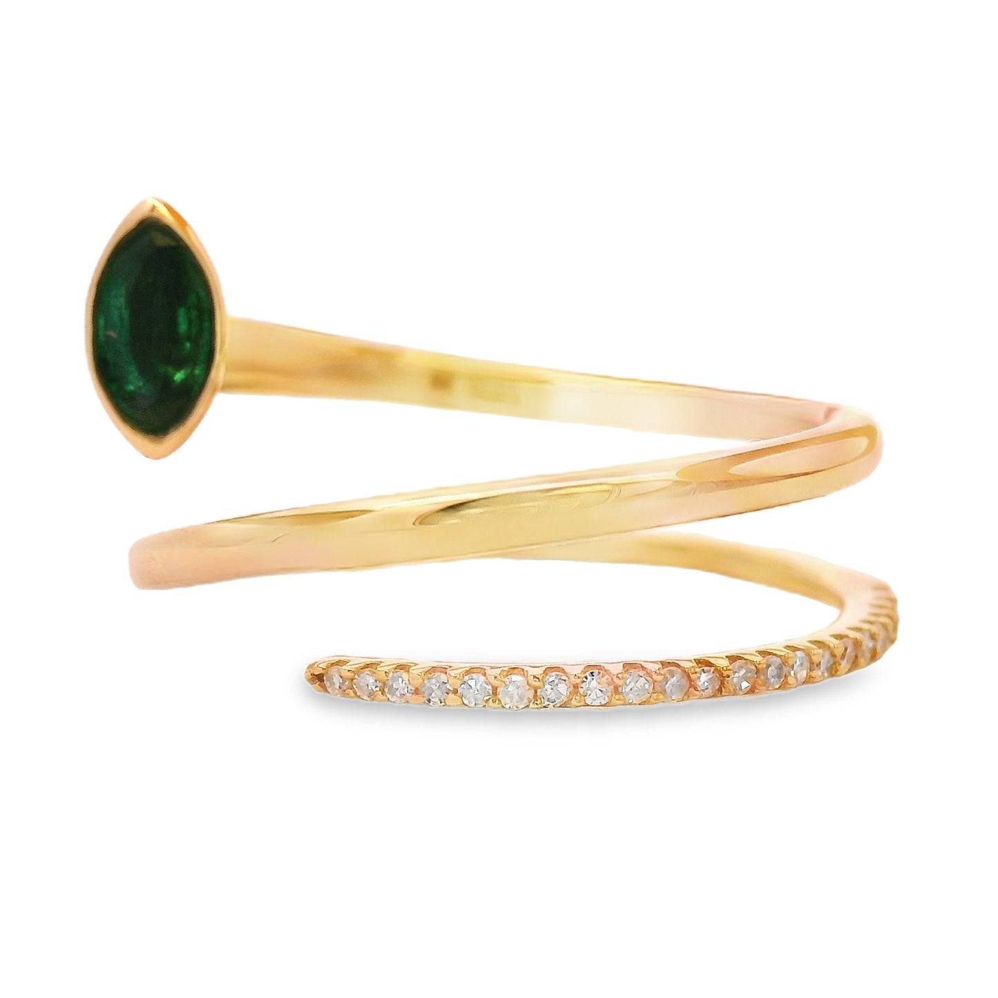 Bague en Émeraude et Diamants en Or Jaune 14KT
