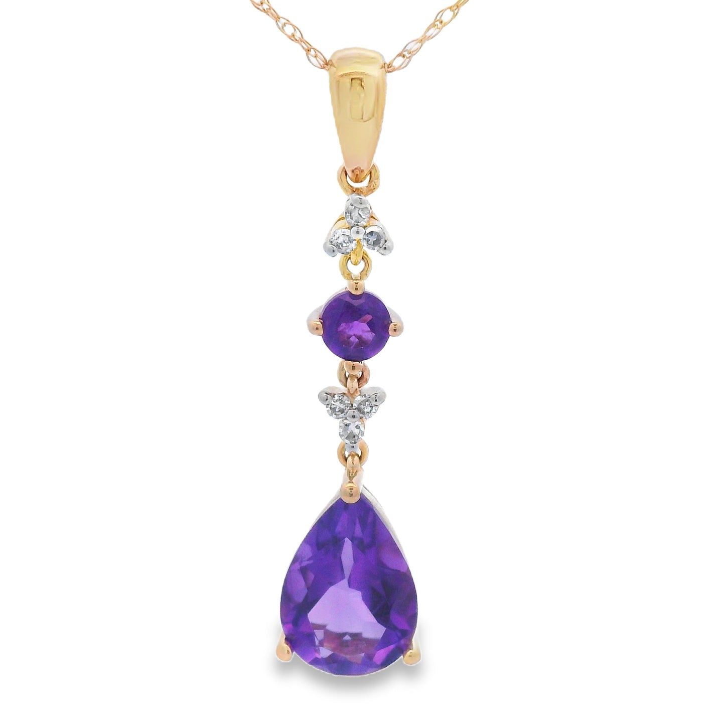 Amethyst Diamond Fashion Pendant in 10KT Yellow Gold
