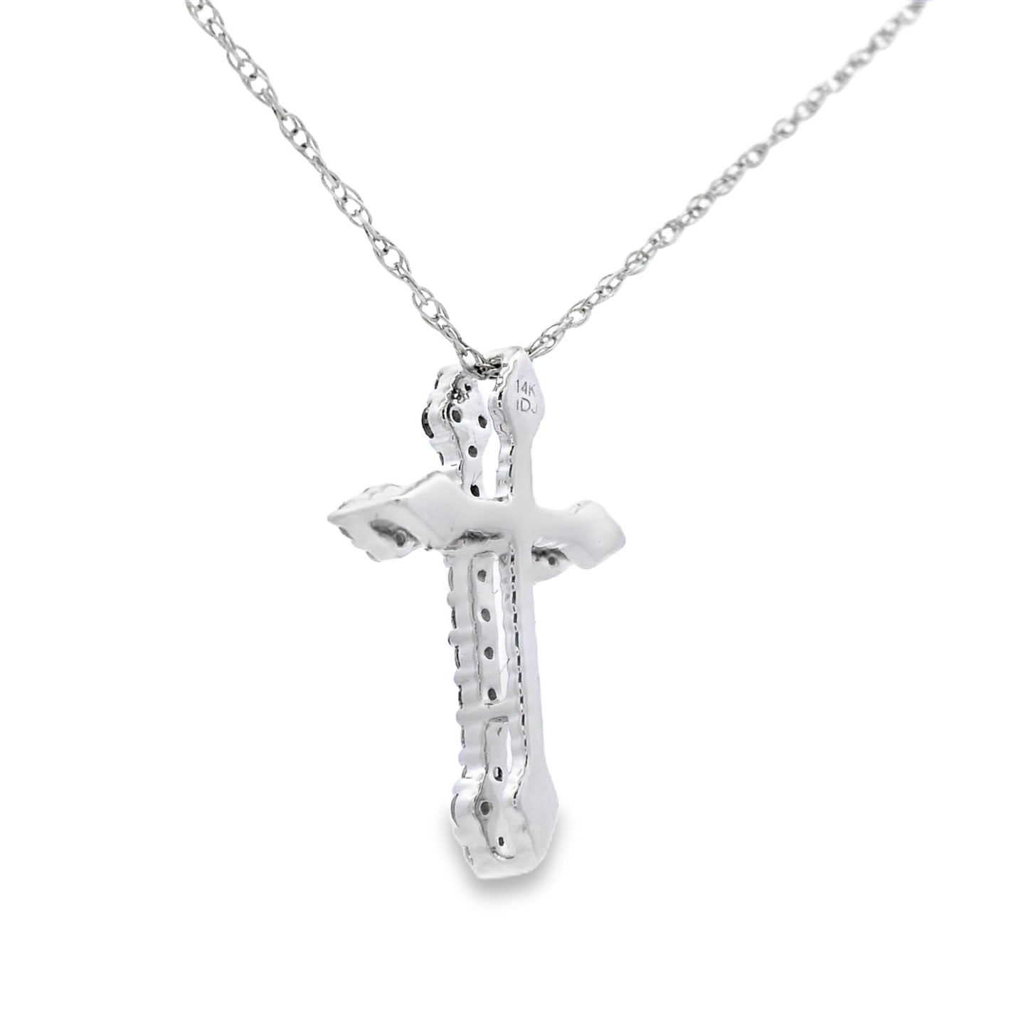 Pendentif croix en diamant de 0,16 ct en or blanc 14KT
