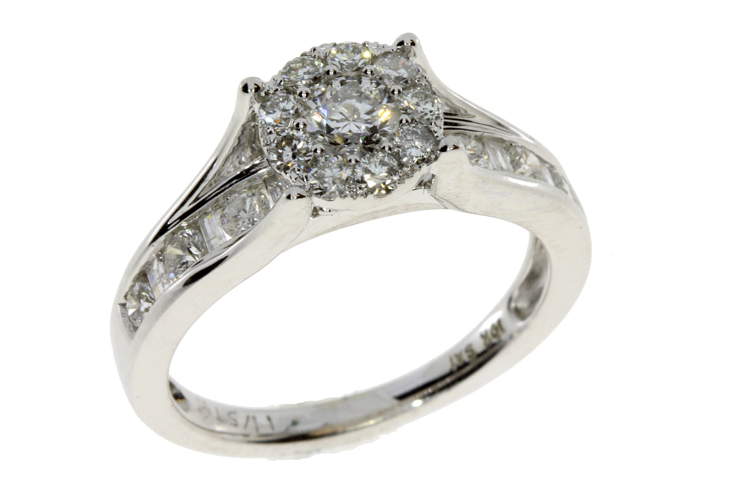 Bague de fiançailles en diamant véritable de 1,20 ct en or blanc 10KT