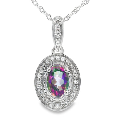 Mystic Fire Topaz Pendant in 10KT White Gold