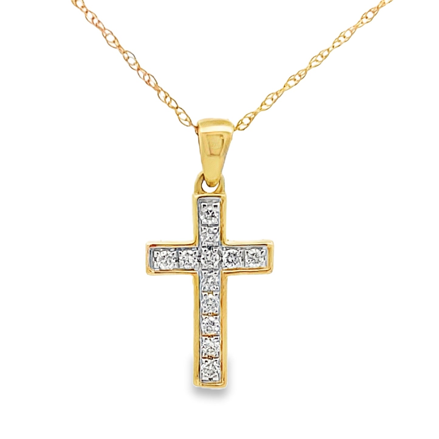 .12ct Diamond Cross Pendant in 14KT Yellow Gold