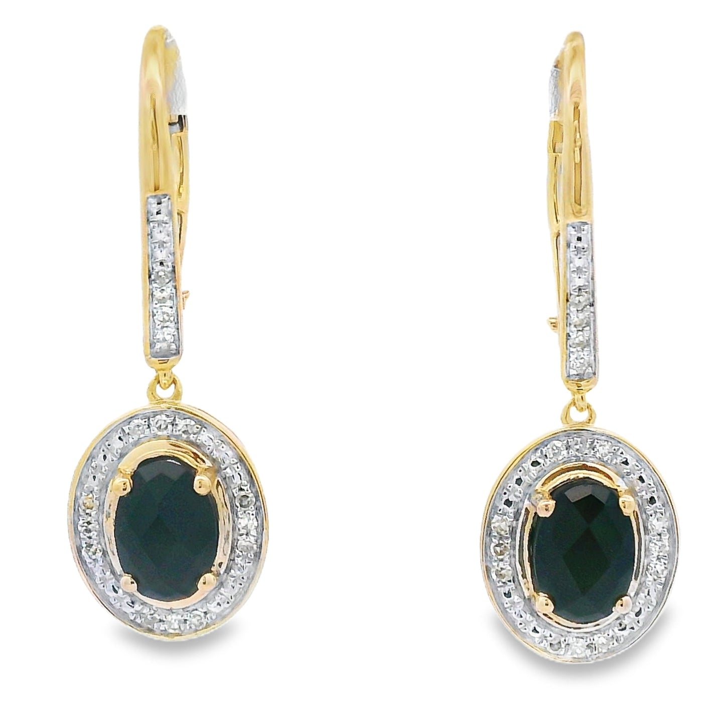 1.05ct Onyx Diamond Dangle Earrings in 10KT Yellow Gold