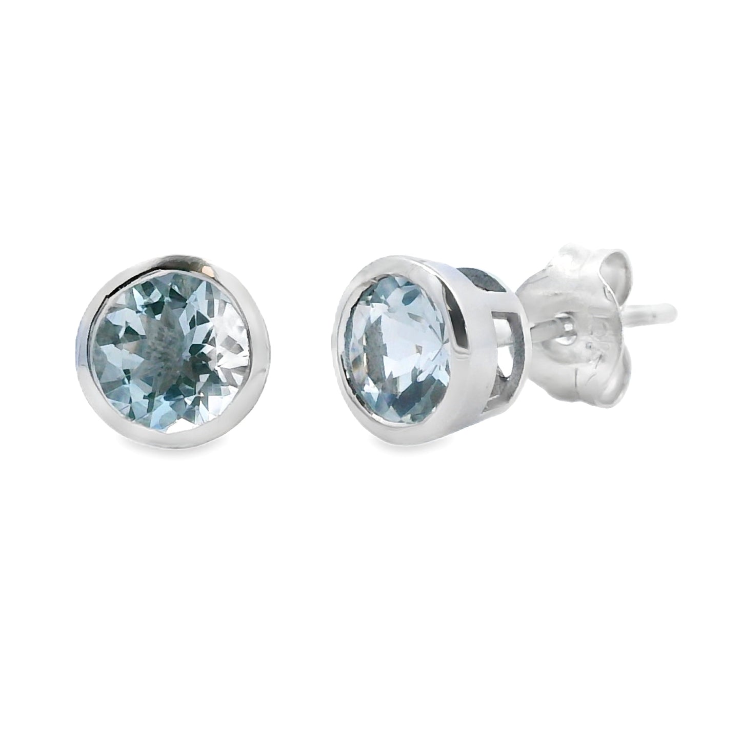 Boucles d'oreilles en aquamarine véritable de 0,78 ct en or blanc 10KT