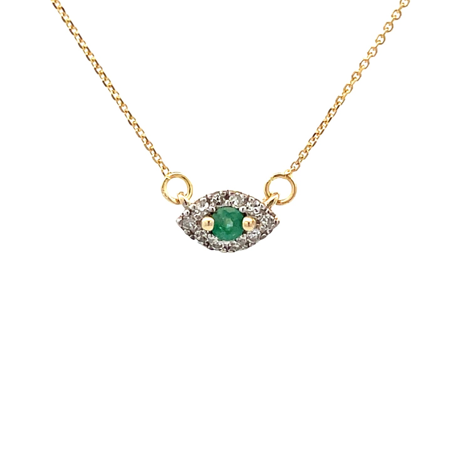 .12ct Emerald & Diamond Pendant in 14KT Yellow Gold
