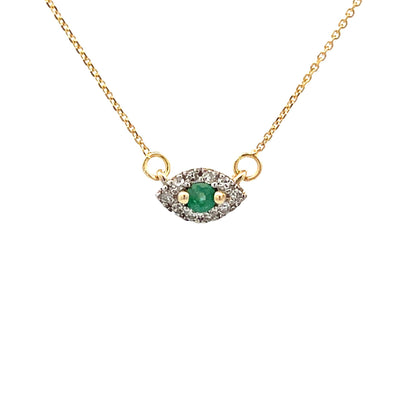 .12ct Emerald & Diamond Pendant in 14KT Yellow Gold