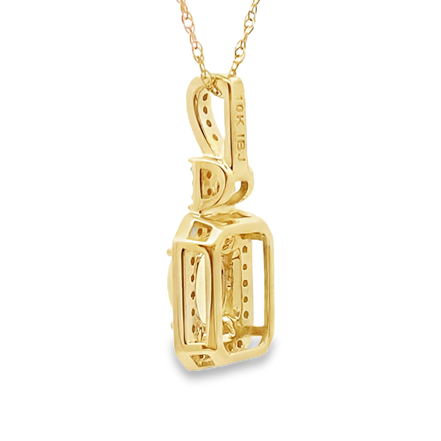 .06ct Pendentif en Opale et Diamant en Or Jaune 10KT