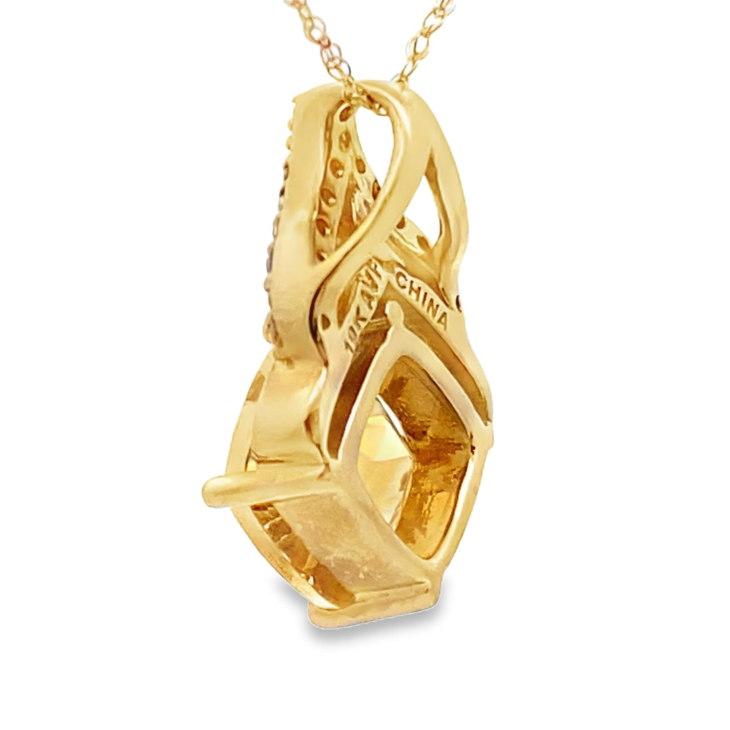 Citrine Diamond Fashion Pendant in 10KT Yellow Gold