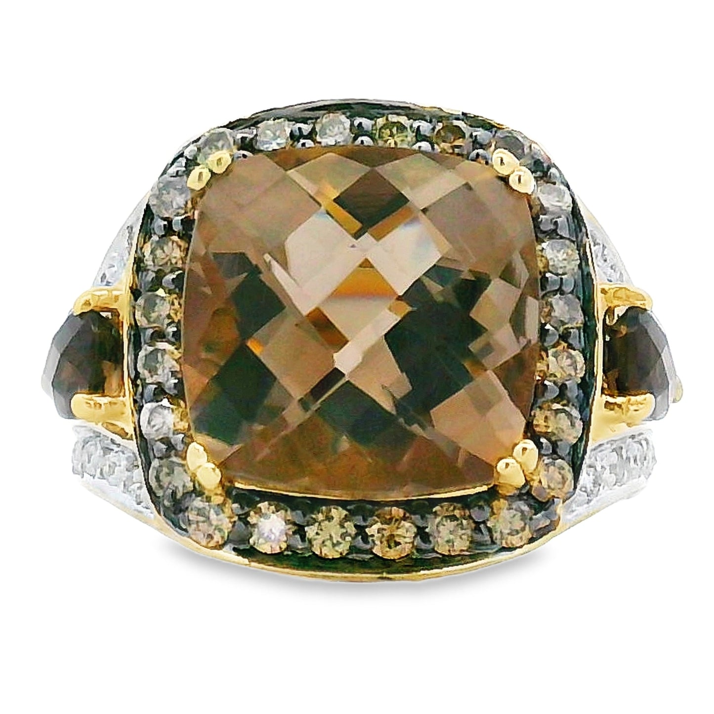 Natural .50ct Quartz Diamond Ring in 14KT Yellow Gold