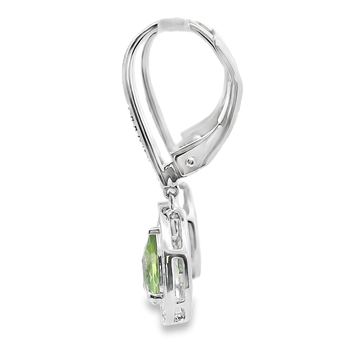 .96ct Peridot Diamond Dangle Earrings in 10KT White Gold