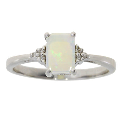 Genuine .02ct Opal Diamond Ring in 10KT White Gold