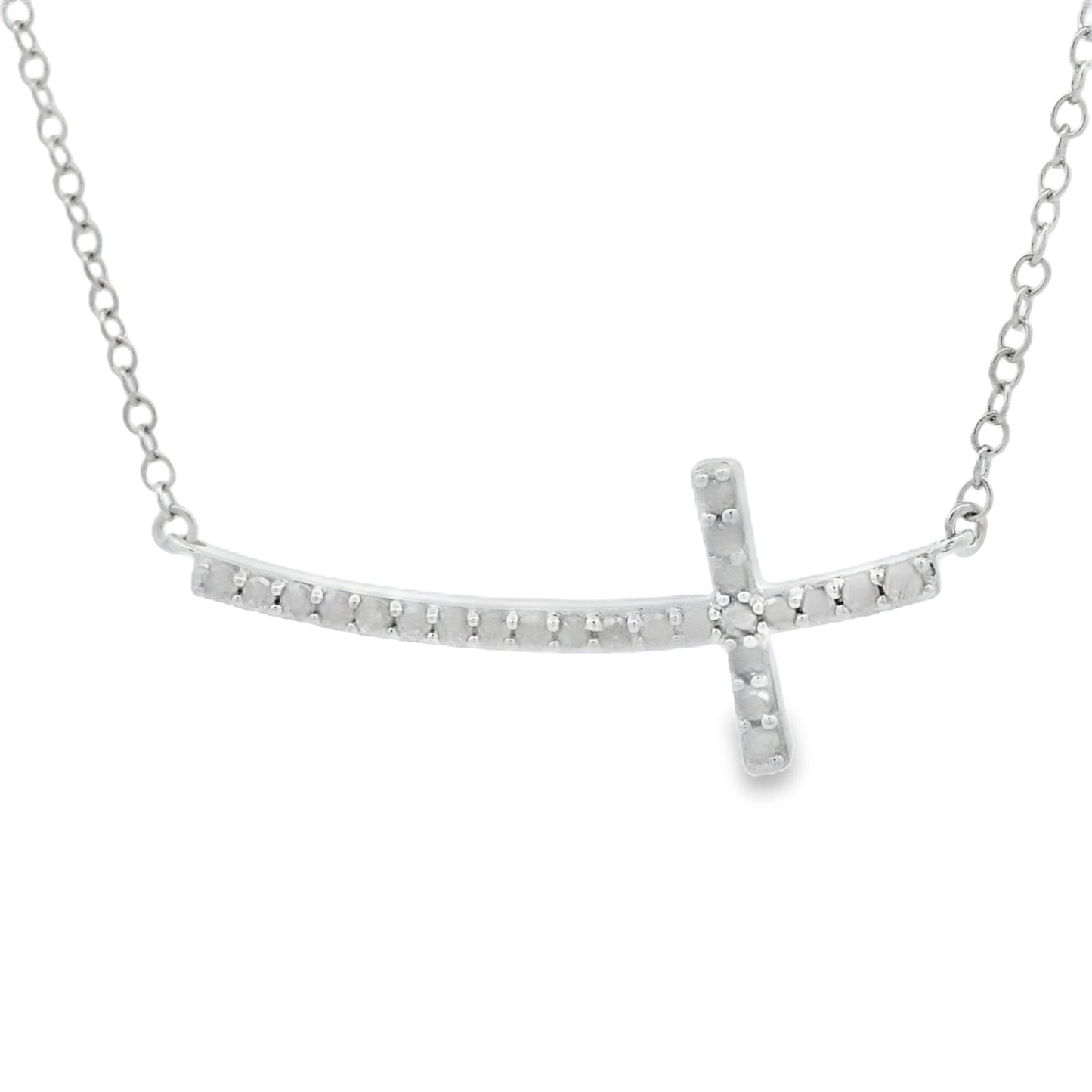 Pendentif Croix en Diamant de 0,26 ct en Argent Sterling