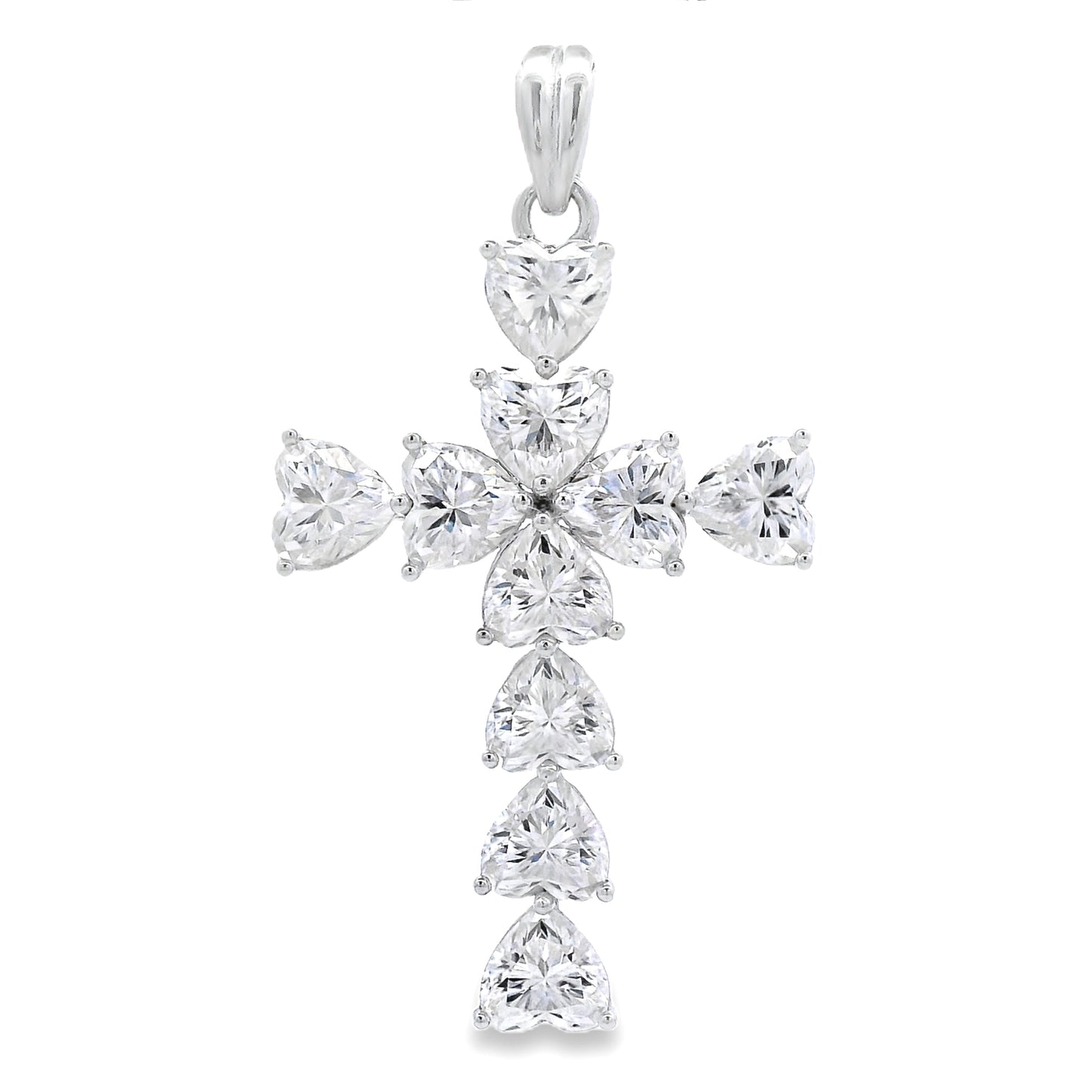 Moissanite Cross Pendant in Sterling Silver