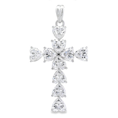 Moissanite Cross Pendant in Sterling Silver