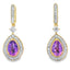 Boucles d'oreilles pendantes en améthyste et diamant de 0,88 ct en or jaune 10KT