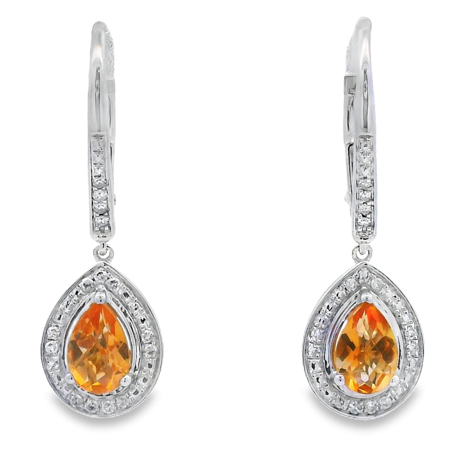 .88ct Amethyst Diamond Dangle Earrings in 10KT White Gold