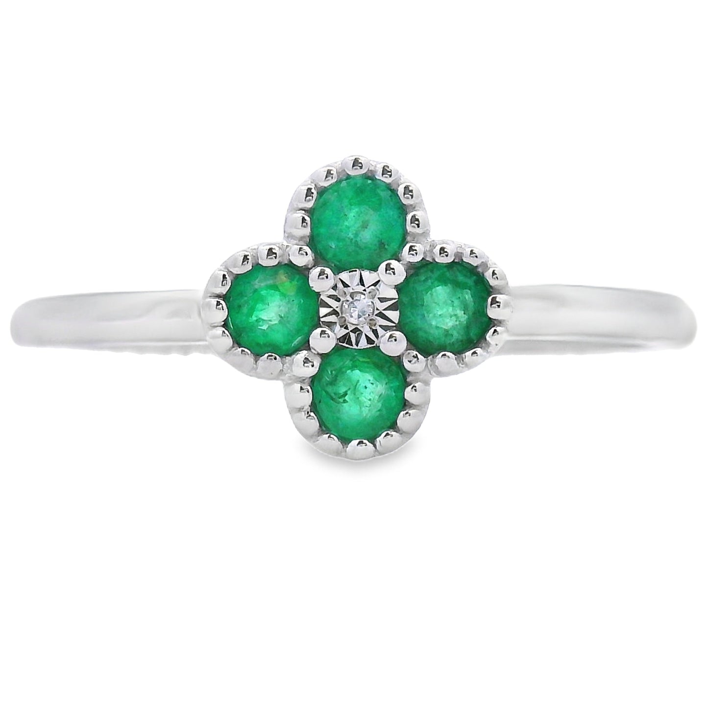 Genuine .15ct Emerald Diamond Ring in 10KT White Gold