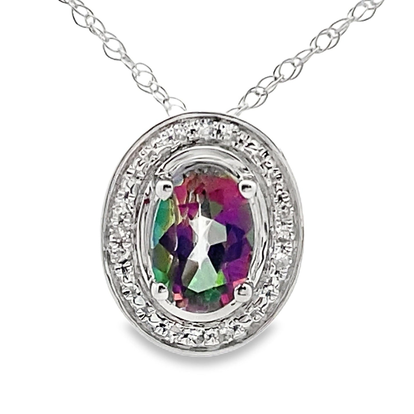 Mystic Fire Topaz Pendant in 10KT White Gold