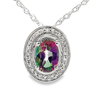 Mystic Fire Topaz Pendant in 10KT White Gold
