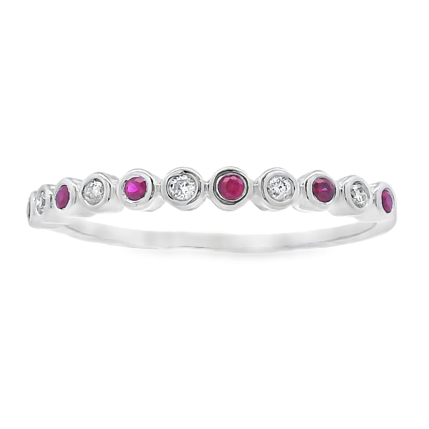 Conjunto de Anillos Apilables de Zafiro y Diamante en Oro Blanco de 14KT