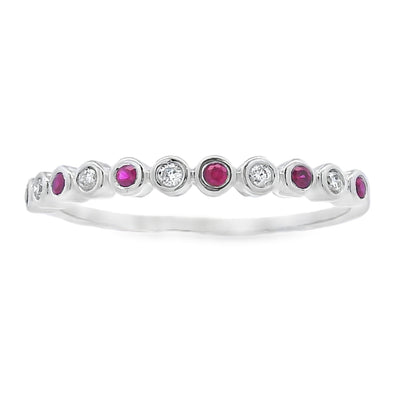 Conjunto de Anillos Apilables de Zafiro y Diamante en Oro Blanco de 14KT