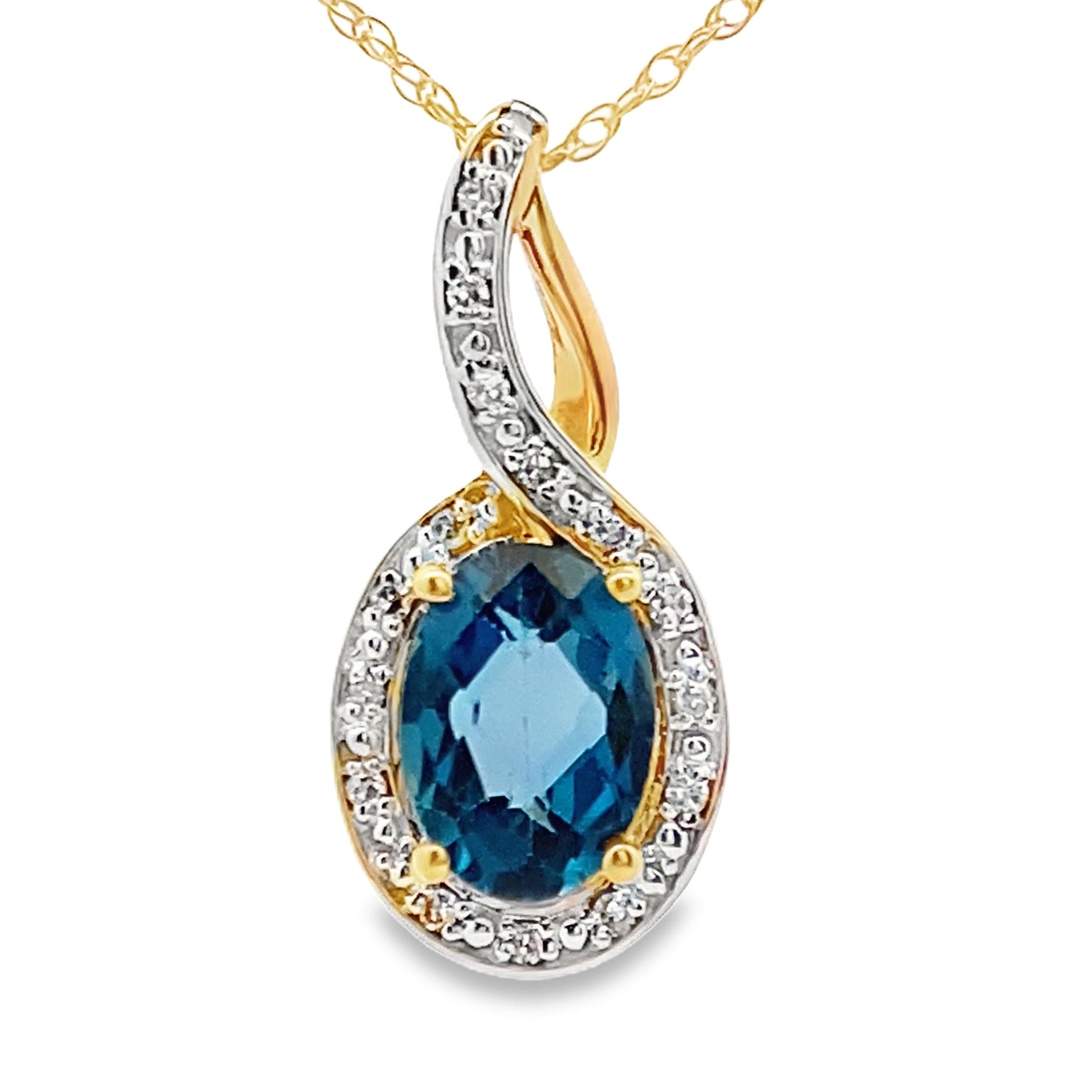 Colgante de Topacio Azul Londres en Oro Amarillo de 10KT