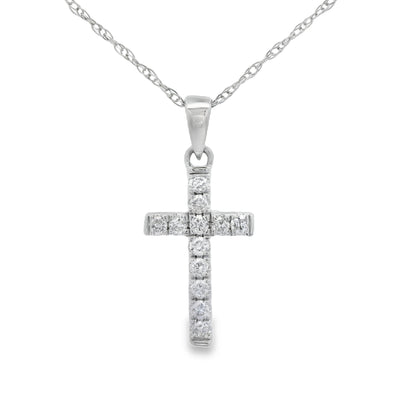 .11ct Diamond Cross Pendant in 14KT White Gold