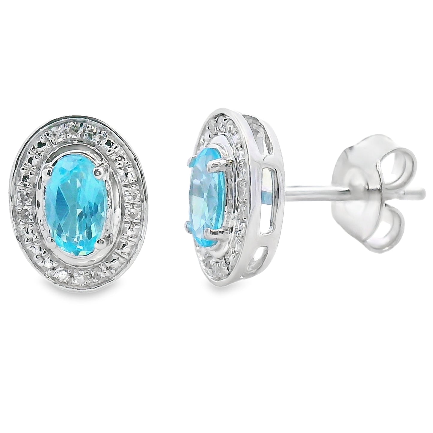 .62ct Blue Topaz and Diamond Earrings in 10KT White Gold