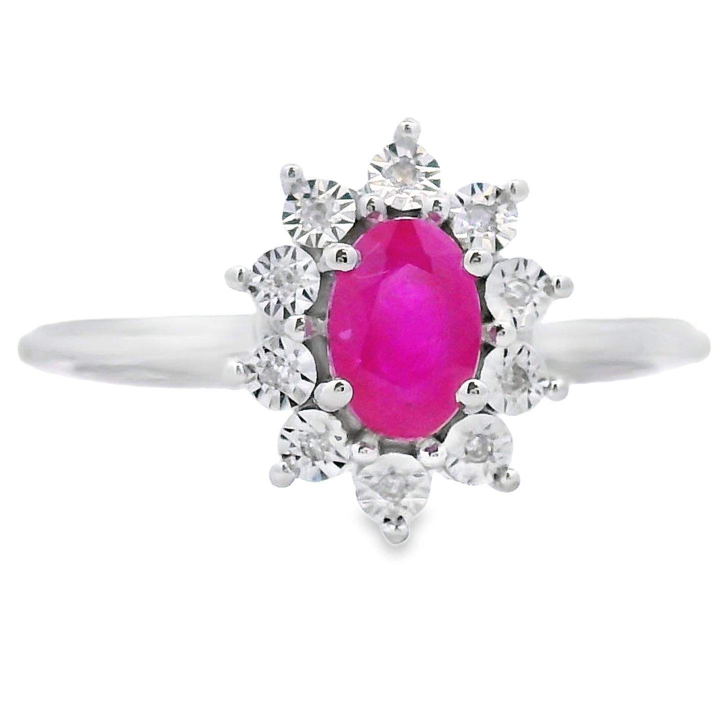 Genuine .63ct Ruby and Diamond Ring in 10KT White Gold