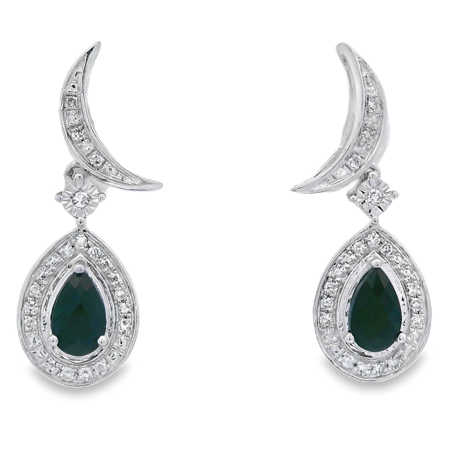 .55ct Onyx Diamond Dangle Earrings in 10KT White Gold
