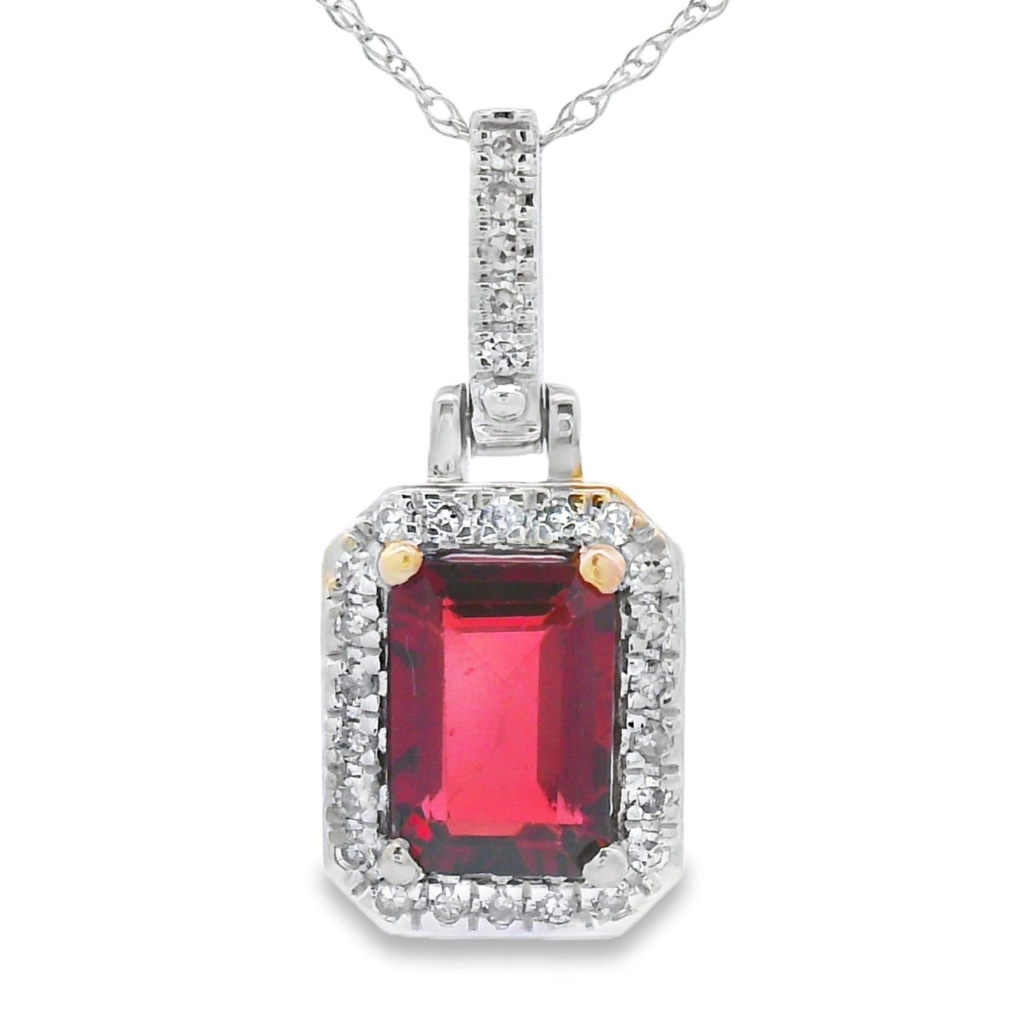 1.31ct Garnet and Diamond Pendant in 10KT White Gold