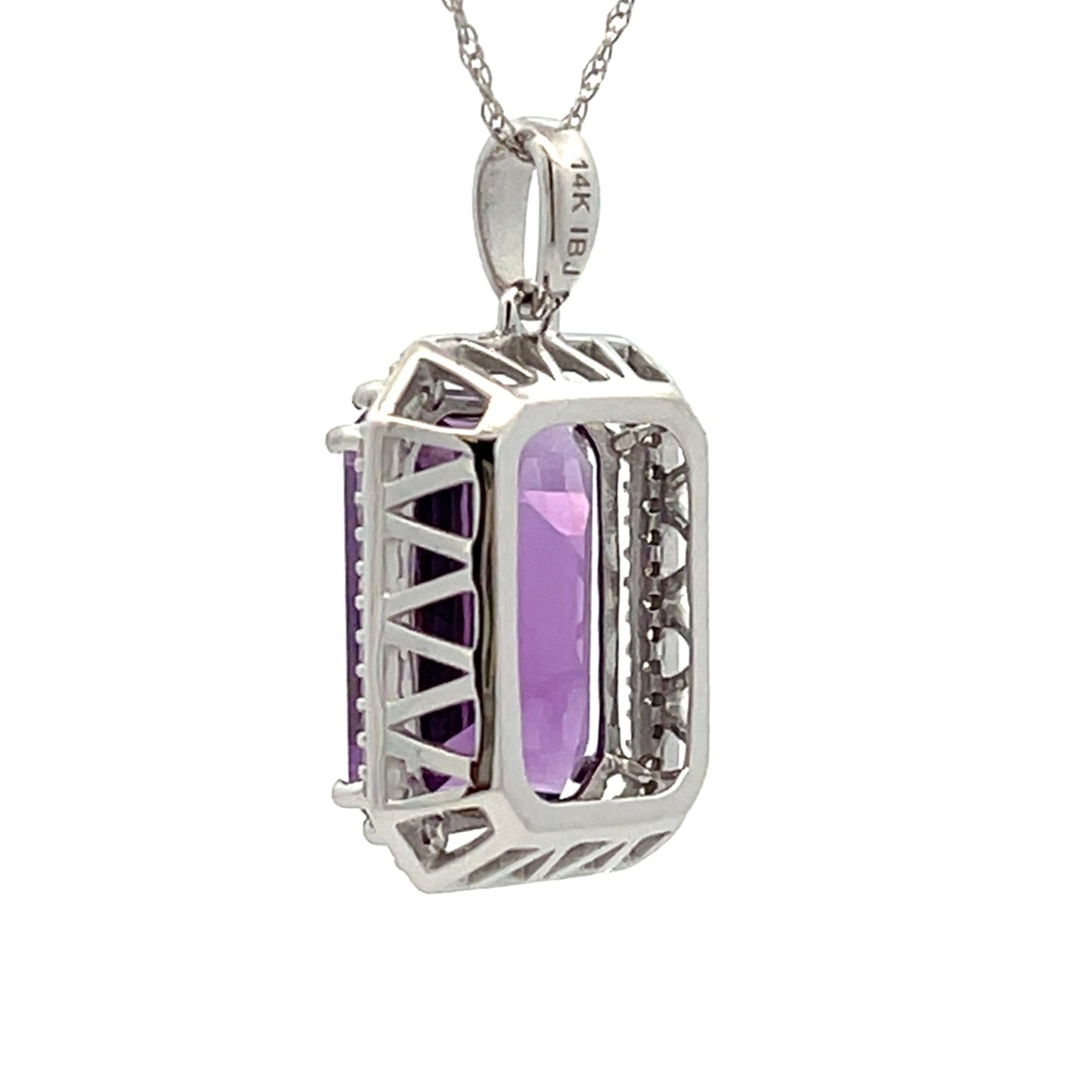 Amethyst and Diamond Pendant in 14KT White Gold
