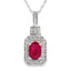 .66ct Pendentif en Rubis et Diamants en Or Blanc 10KT