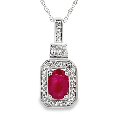 .66ct Pendentif en Rubis et Diamants en Or Blanc 10KT