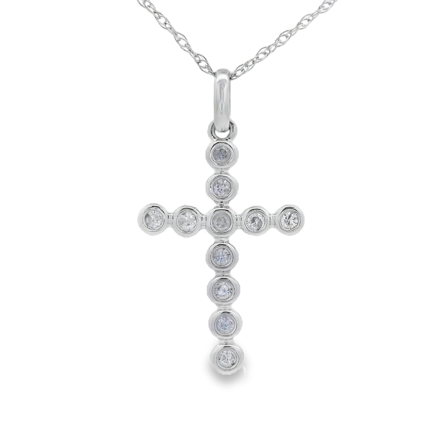.09ct Diamond Cross Pendant in 14KT White Gold