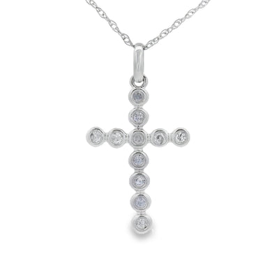 .09ct Diamond Cross Pendant in 14KT White Gold