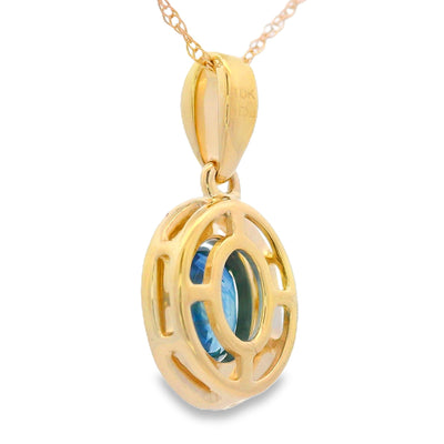 Sapphire & Diamond Pendant in 10KT Yellow Gold