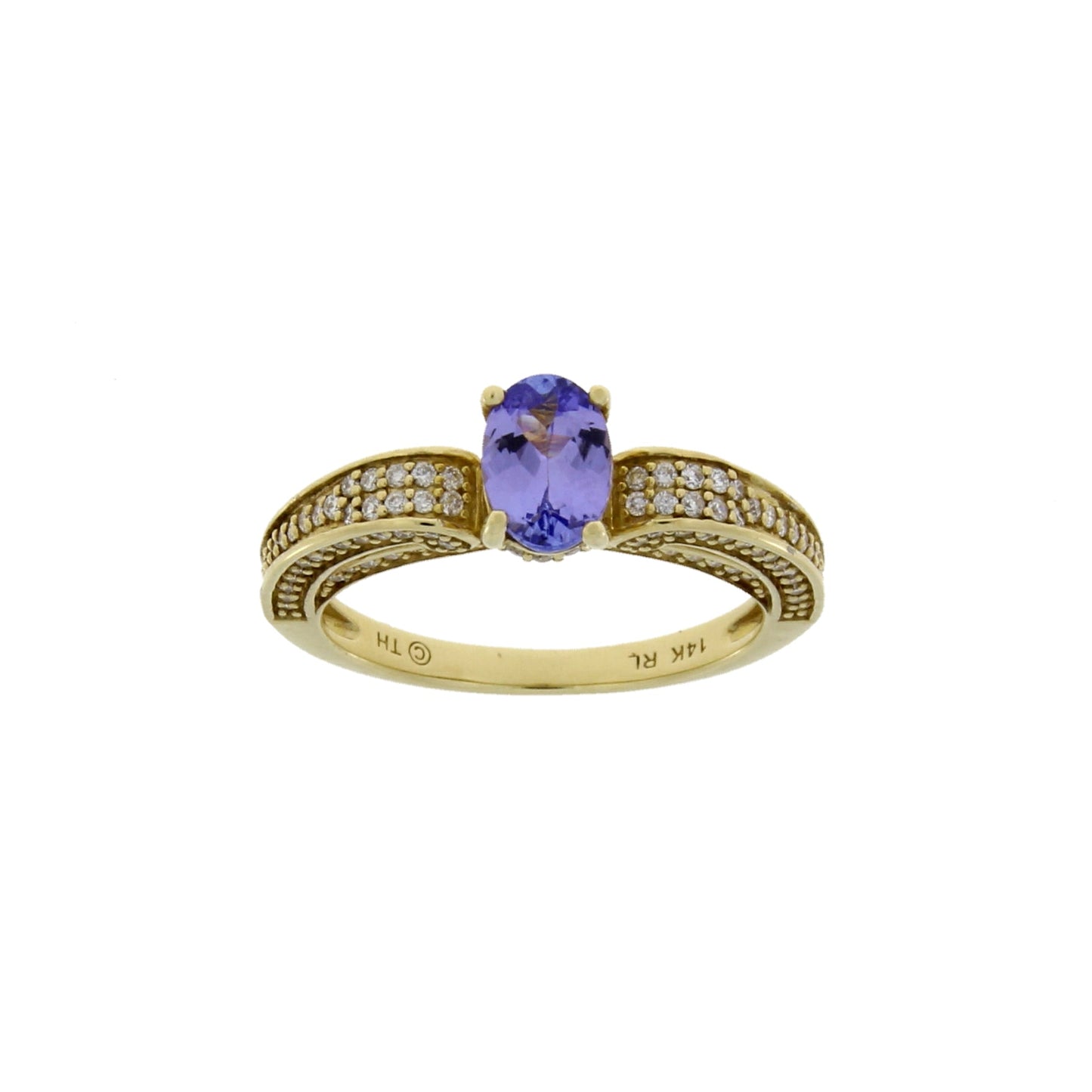 Anillo de Compromiso de Tanzanita y Diamante de 1.45ct en Oro Amarillo de 14KT