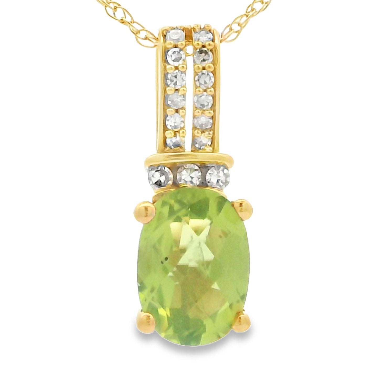 .37ct Pendentif en Péridot et Diamant en Or Jaune 10KT